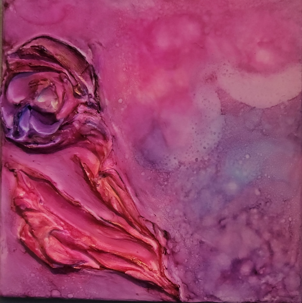 10 x 10 achol ink sculpted canvas painting